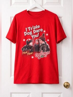 A Christmas Story T-Shirt Mens Medium Red I Triple Dog Dare You Graphic Tee Holi